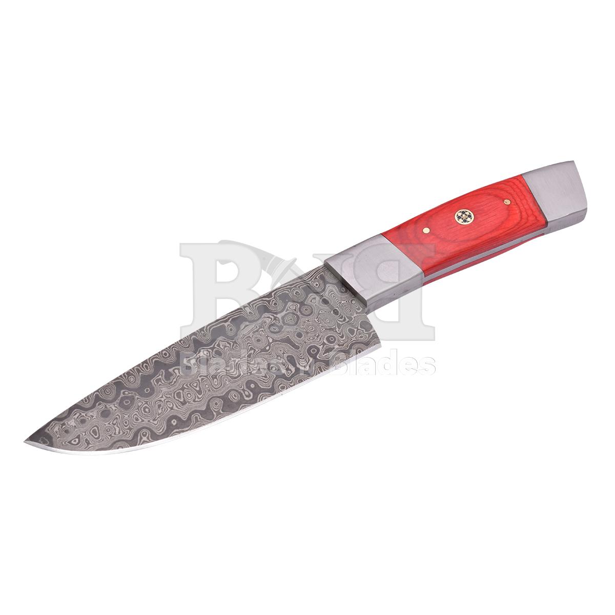 Rain drop Blade Pattern steel boster
Red pakka wood handle with brass
pin and mosic pinrain