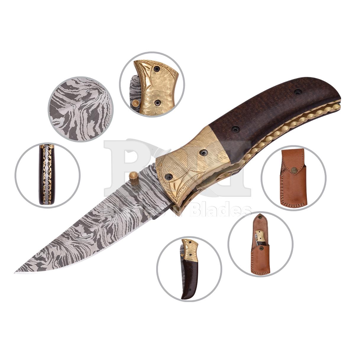 Fire pattern
Brass bolster with hand engriving
With Micarta brown handle