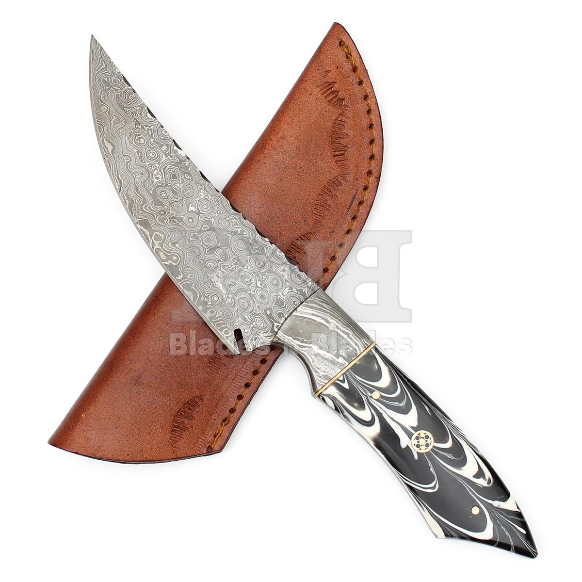Raindrop Pattern Blade
Damascus Steel Bolster
Full tang Resin Handle