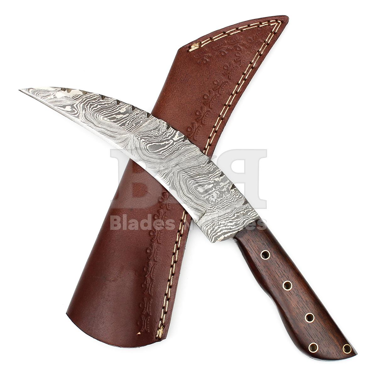 Twist Pattern Blade
with Steel Bolster
hidden tang Rosewood 
with Brass Spacers