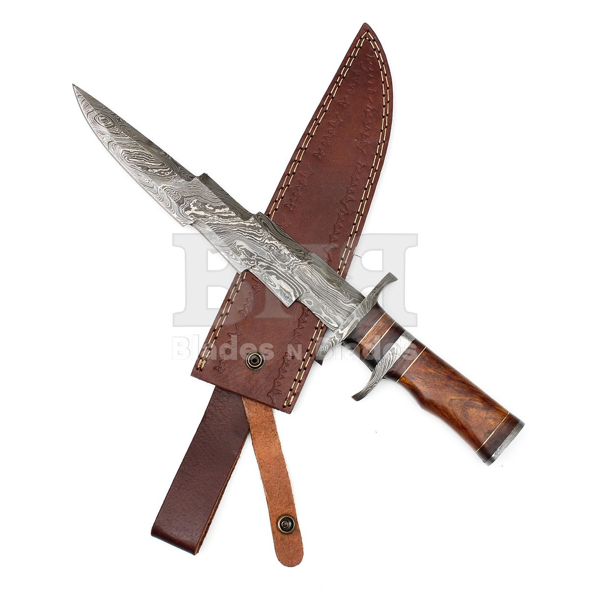 Twist Pattern Blade
with Damascus Steel Guard
Hidden Tang Rosewood Handle
with Brass