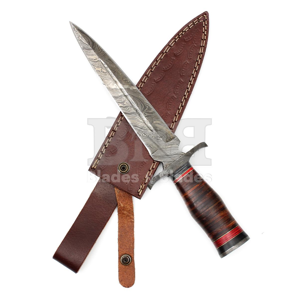 Twist Pattern Blade Dagger
with Damascus Steel Guard
Hidden Tang Leather Handle