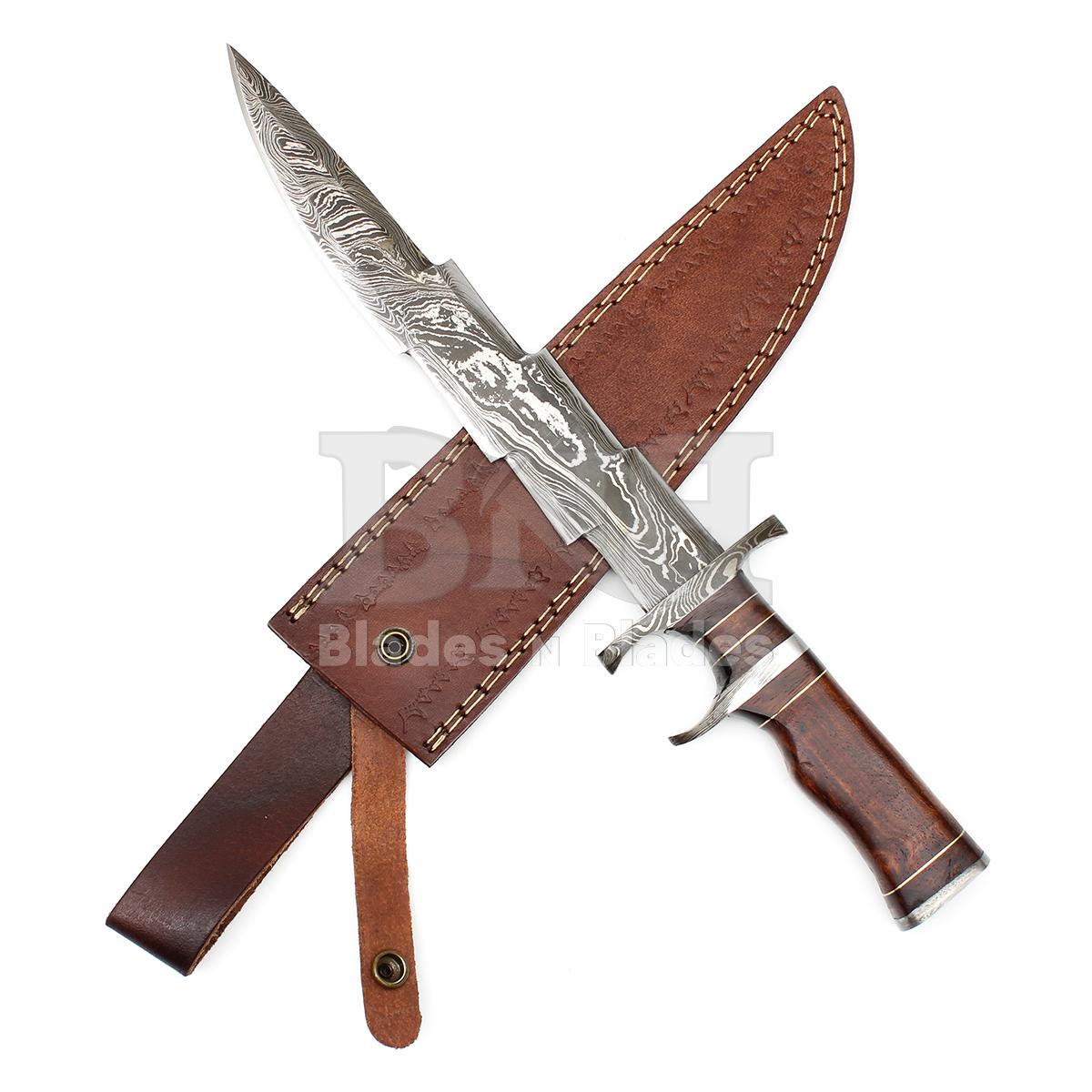 Twist Pattern Blade
with Damascus Steel Guard
Full Tang Rosewood Handle
with Brass