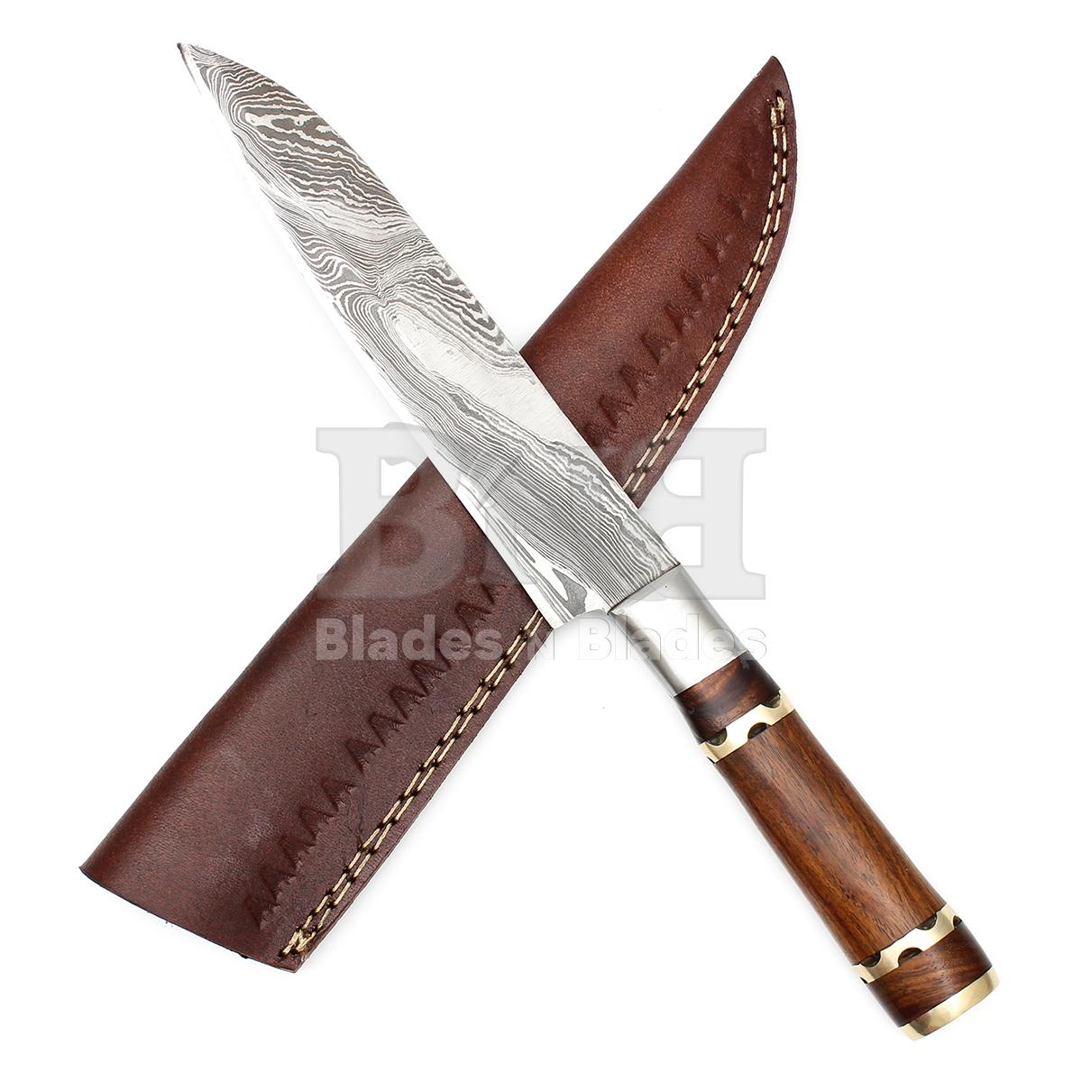 Raindrop Pattern Blade
Damascus Steel Bolster
Full Tang Resin Handle