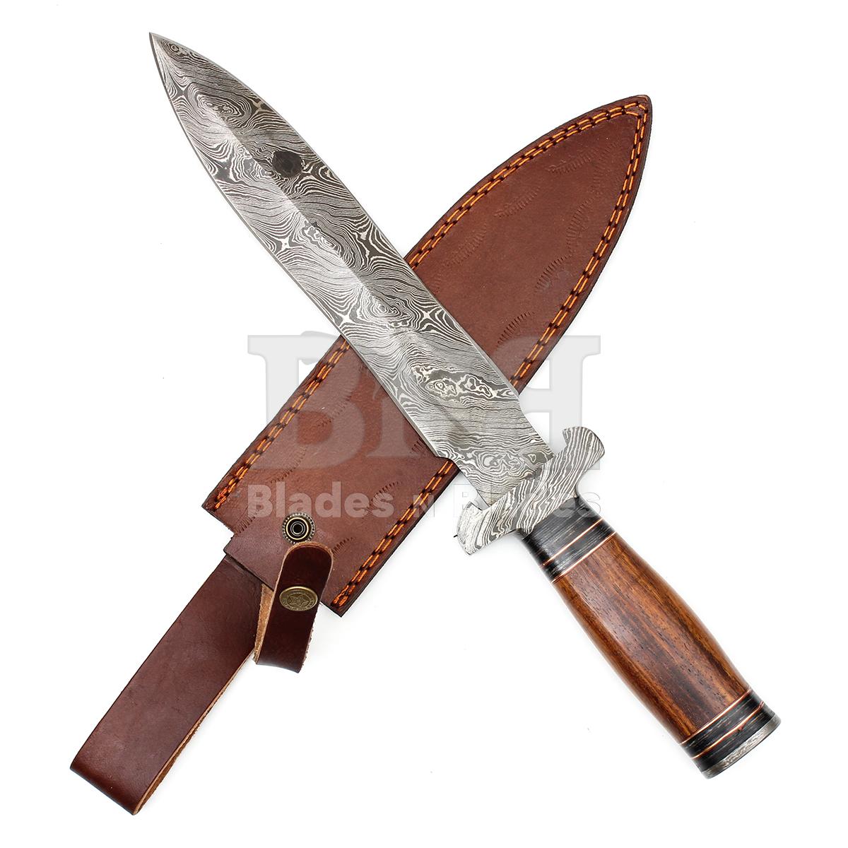 Twist Pattern Blade
with Damascus Steel Guard
Hidden Tang Rosewood and Black wood Handle
