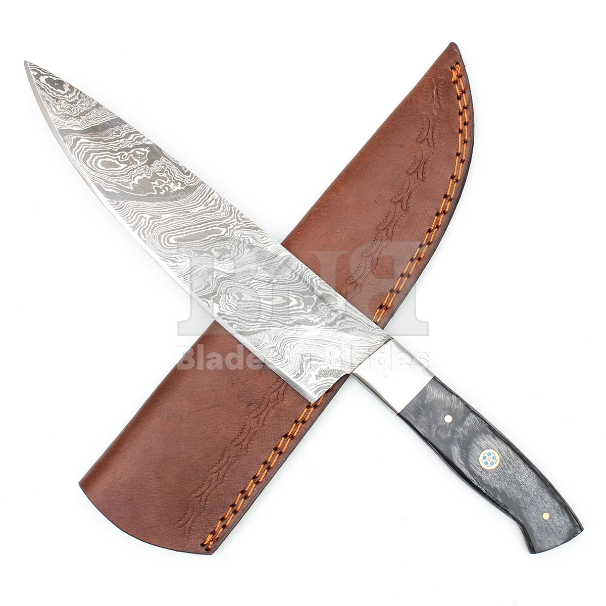 Twist Pattern Blade
with Steel Bolster
Full Tang Black Wood Handle
